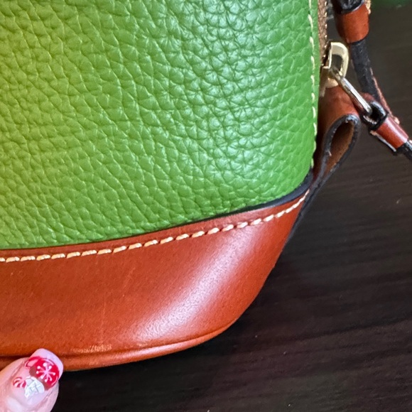 Dooney & Bourke Green and Tan Zip Zip Satchel - Picture 10 of 12